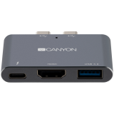 CANYON DS-1, Multiport Docking Station with 3 port, with Thunderbolt 3 Dual type C male port, 1*Thunderbolt 3 - фото 1 - id-p109367287