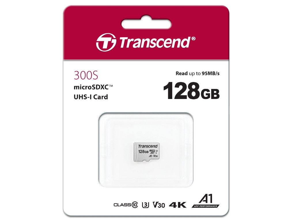 Карта памяти MicroSD 128GB Class 10 U3 Transcend TS128GUSD300S - фото 1 - id-p109364883