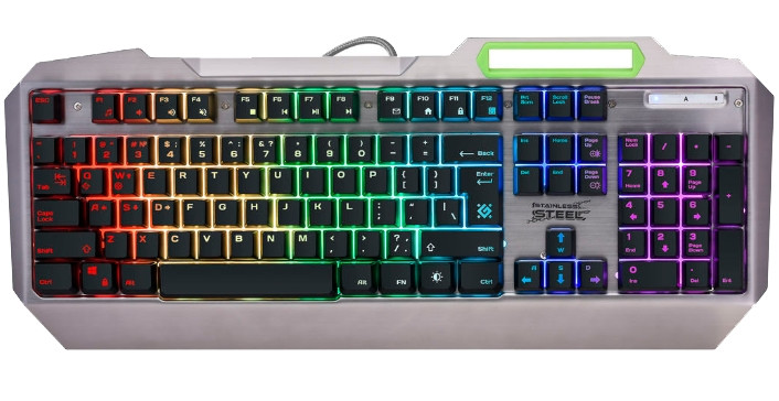 Клавиатура игровая Defender Stainless steel GK-150DL RU, черный, RGB подсветка, 9 режимов - фото 1 - id-p109364970