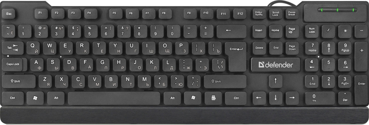 Клавиатура проводная Defender Element HB-190 USB RU,черный,полноразмерная - фото 1 - id-p109364981