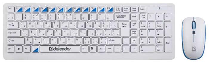 Комплект беспроводной клавиатура+мышь Defender Skyline 895 RU,белый,мультимедийный - фото 1 - id-p109365045