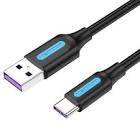 Кабель Vention USB 2.0, A Male to C Male, 5A Cable 0.25м, Black, PVC type. CORBC - фото 1 - id-p109366336