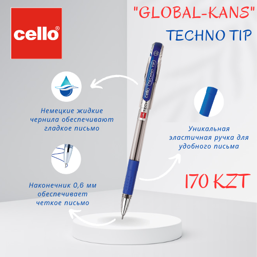 Ручка шариковая Cello "Techno Tip" красный стержень, 0.6мм - фото 2 - id-p81814885