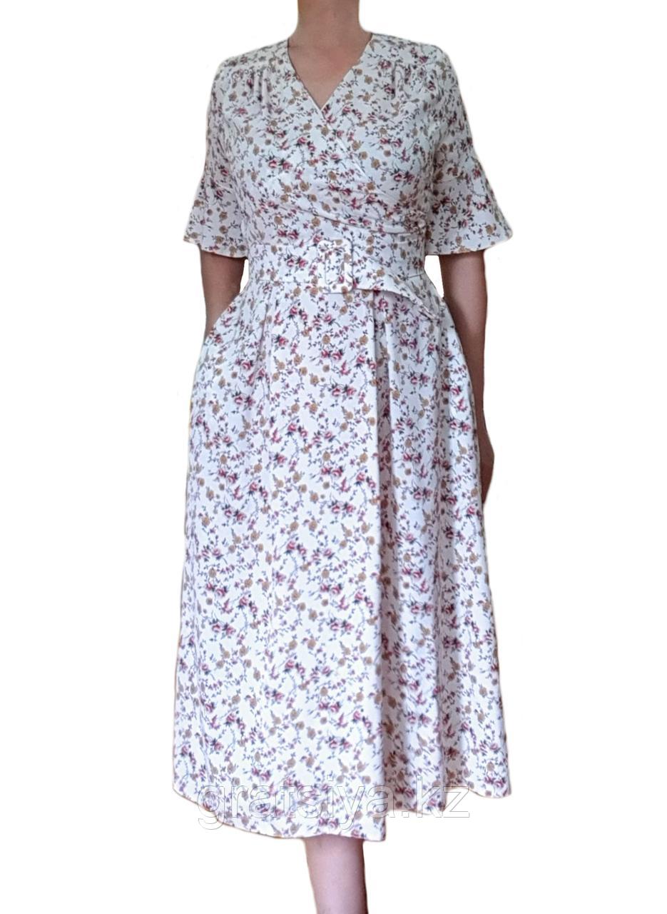 Женское Длинное Летнее Платье А-Силуэт, с Запахом на Лифе - фото 1 - id-p99145850