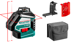 KRAFTOOL LL360 #2 нивелир лазерный, 2х360° , 20м/70м, IP54, точн. +/-0,2 мм/м, держатель, в коробке