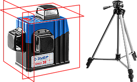 ЗУБР КРЕСТ 3D №2 нивелир лазерный 3х360°, 20м/70м, точн. +/-0,3 мм/матив