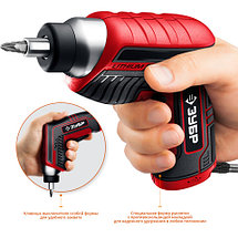 Электроотвертка с набором бит ЗУБР ViX Red Machine с Li-Ion аккумулятором с USB-зарядкой, фото 3