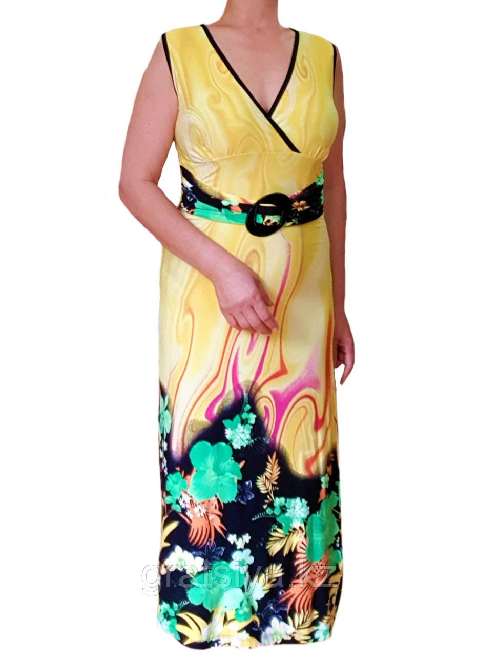 Летнее Облегающее Женское Повседневное Платье с Запахом на Лифе Макси - фото 2 - id-p100789745