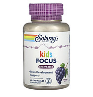 Solaray жевательные таблетки для поддержки концентрации, натуральный виноград, 60 жевательных таблеток