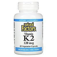 Natural factors витамин К2, 100мкг, 60 вегетарианских капсул
