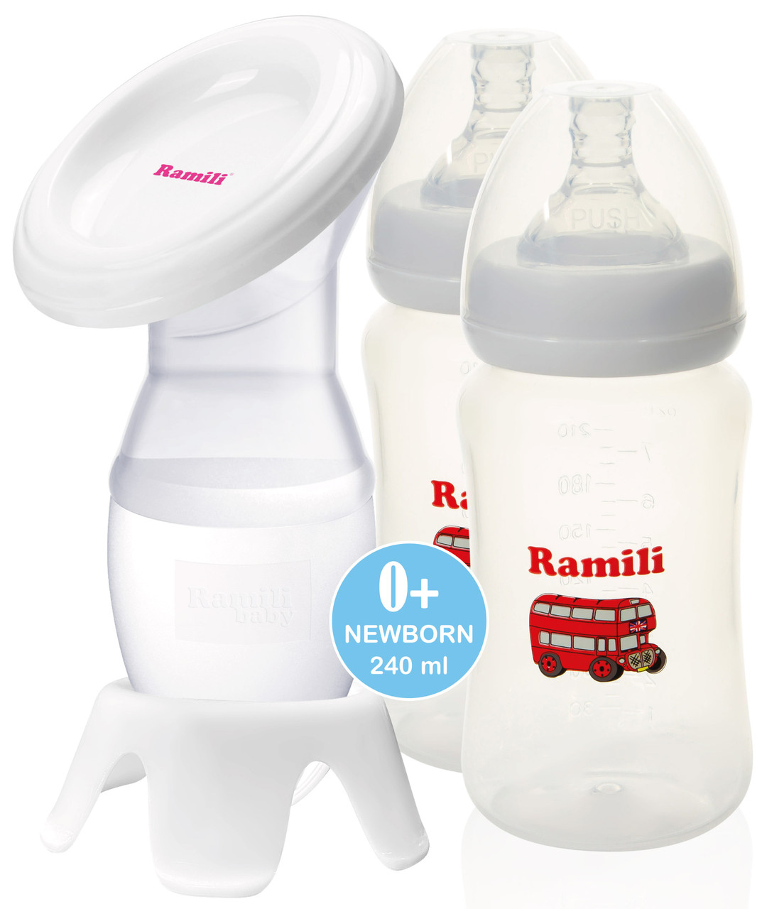 Ручной молокоотсос MC200 с двумя бутылочками 240ML (MC200240MLX2) (Ramili Baby, Великобритания) - фото 1 - id-p109372627