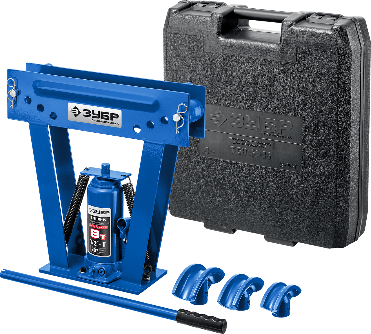 ЗУБР ТВГ-8-K 1/2-1" 8т трубогиб гидравлический вертикальный ручной в кейсе, Профессионал, фото 1