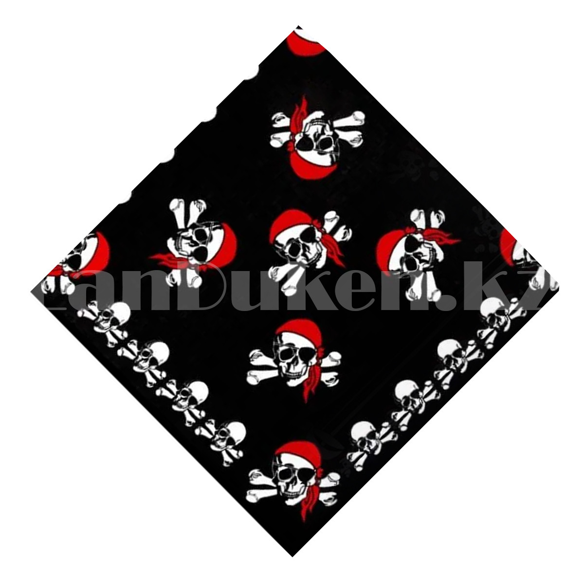 Бандана с черепами в повязках пиратская черная 54х54 см - фото 3 - id-p109377362