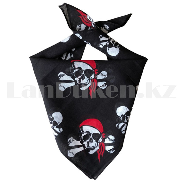 Карнавальная бандана пирата, шляпа пирата с черепом (красная, р-р 56-58)