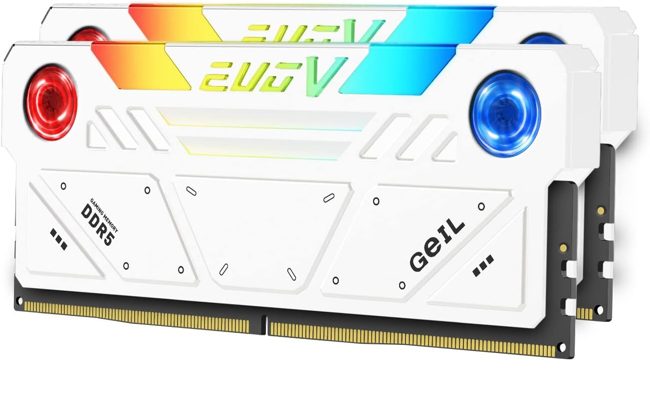 Оперативная память с RGB подсветкой 32GB Kit (2x16GB) GEIL EVO V RGB 6800Mhz DDR5 White GESW532GB6800C36ADC
