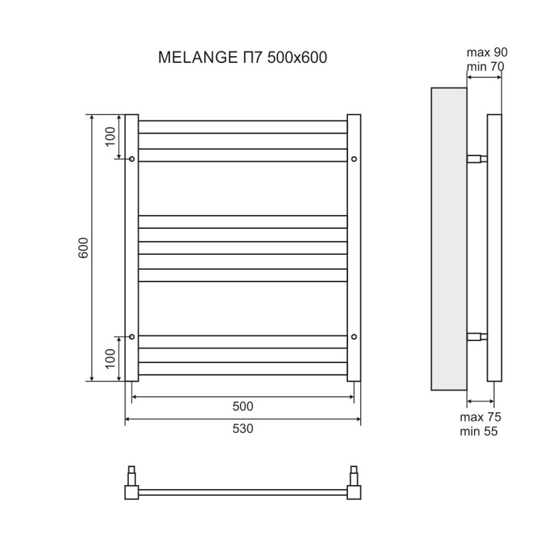 Полотенцесушитель водяной Lemark Melange П7 LM49607W 500x600, белый - фото 4 - id-p109343262