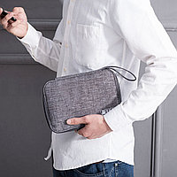 Органайзер дорожный для электронных аксессуаров и проводов непромокаемый Тravel 25х18,5х2 см серый