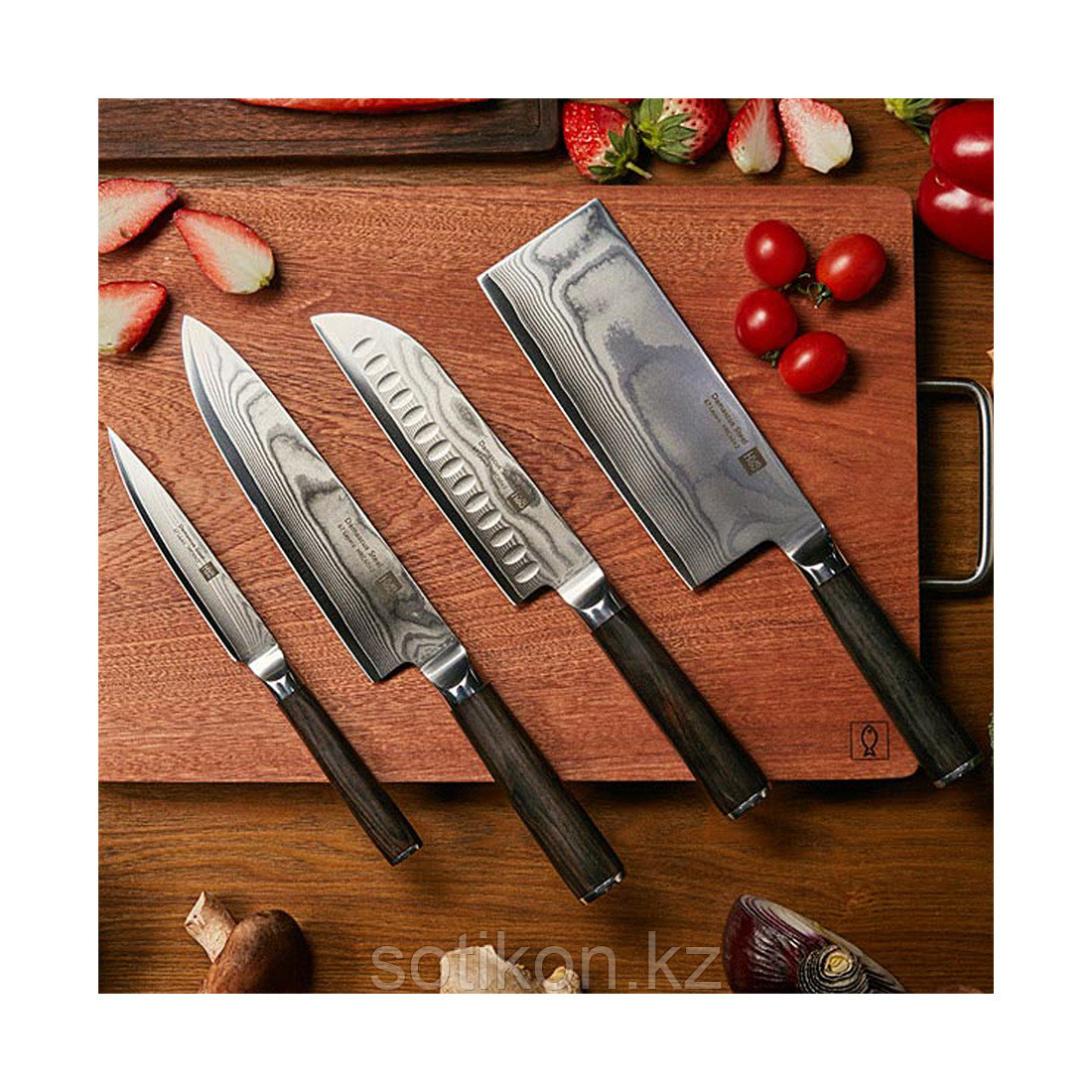 Набор ножей из дамасской стали Huohou Damascus Knife Set - фото 2 - id-p109311665