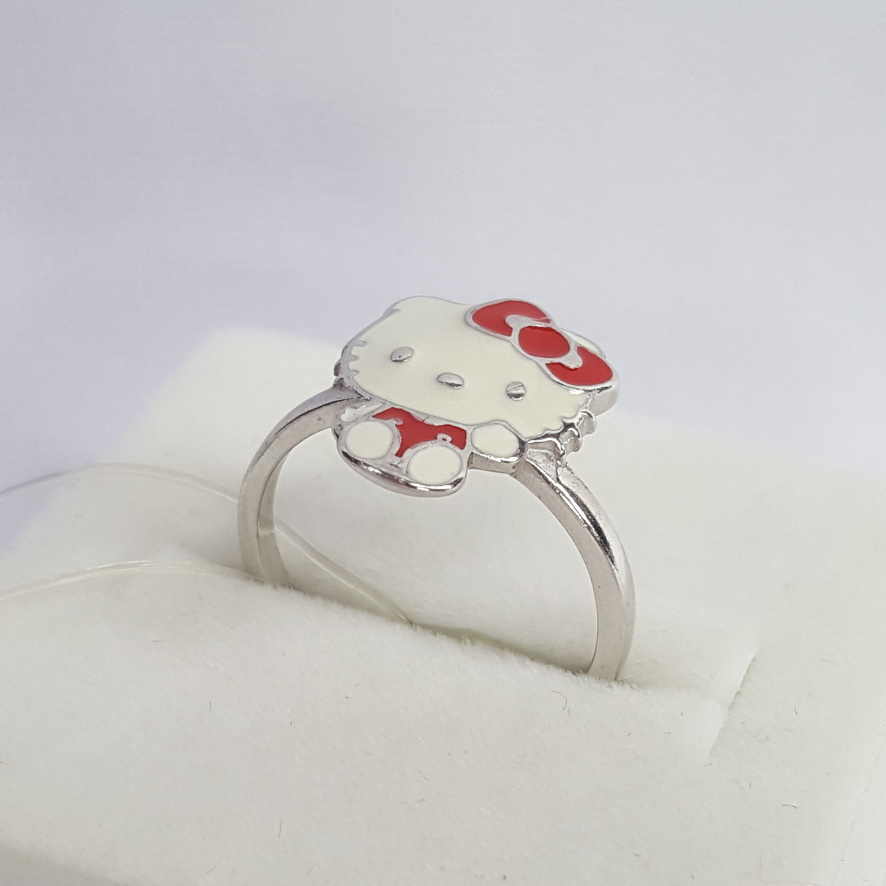 Серебряное кольцо Эмаль Aquamarine 54633.5 покрыто родием коллекц. Hello Kitty - фото 2 - id-p56857894