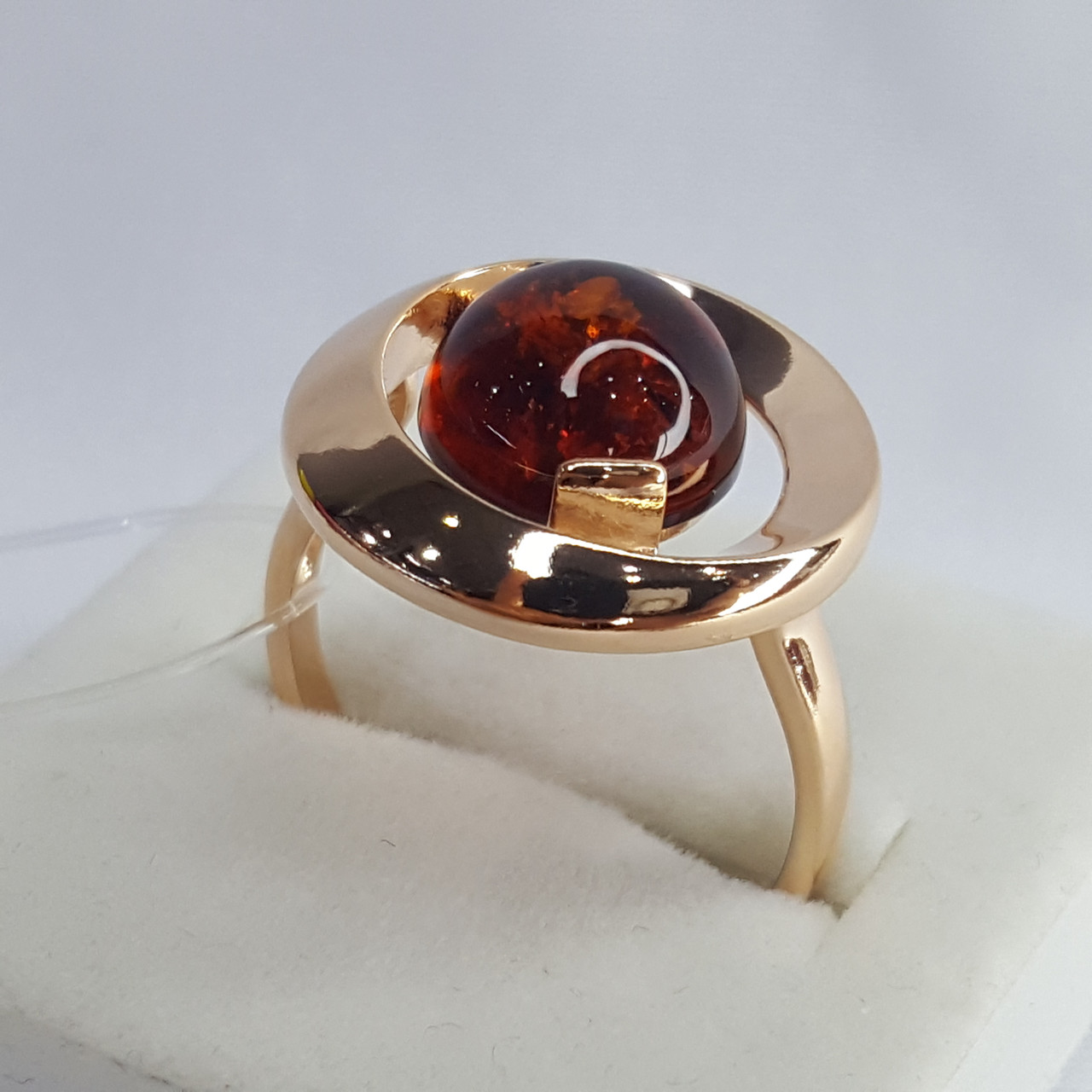 Кольцо из золочёного серебра с янтарём SOKOLOV 83010057 позолота - фото 2 - id-p68382038