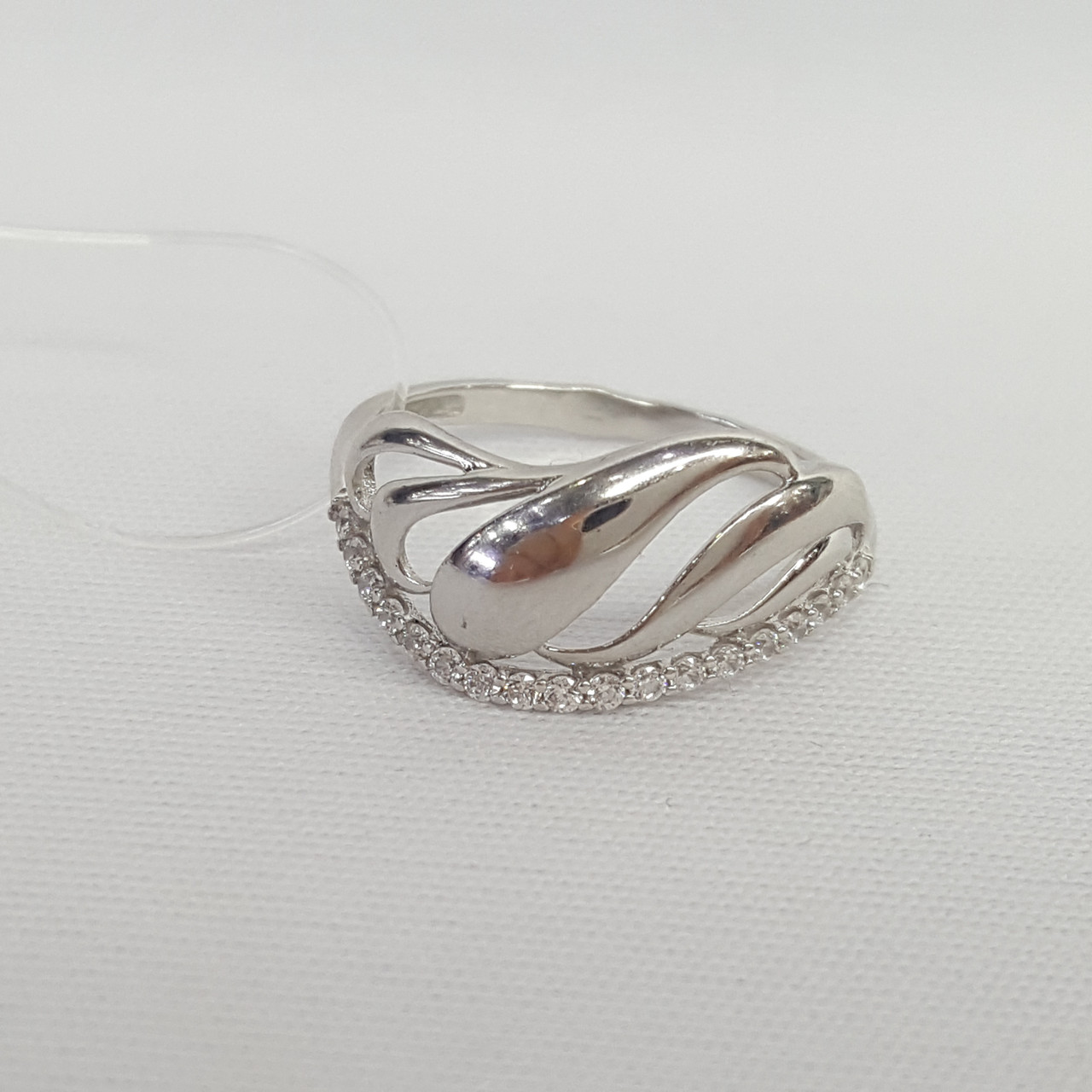 Серебряное кольцо  Фианит Aquamarine 64990А.5 серебро с родием, фото 1