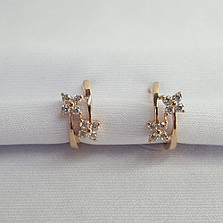 Серьги из золочёного серебра с фианитами SOKOLOV 93020026 серебро с позолотой, с английским замком