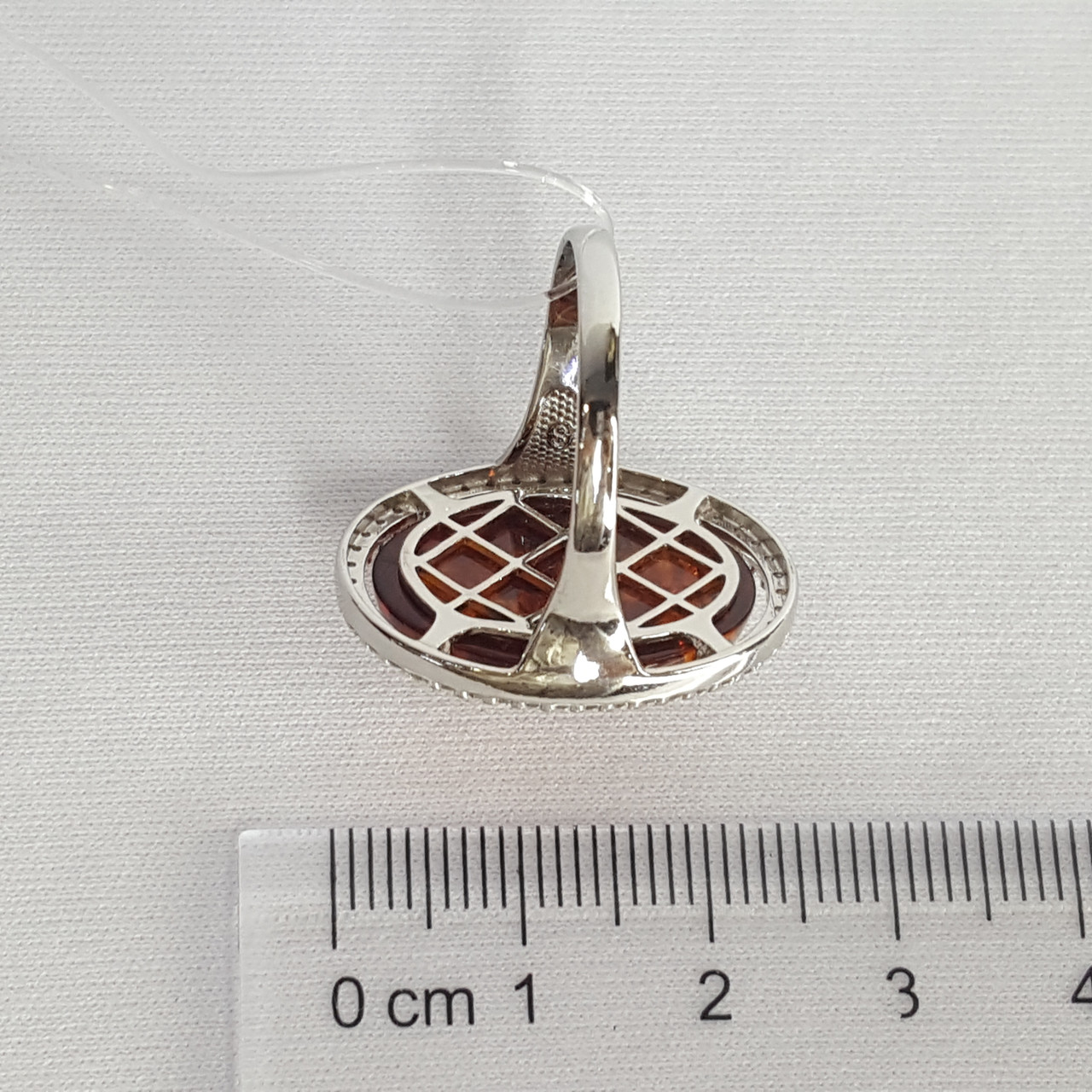 Кольцо из серебра с янтарём и фианитами Diamant 94-310-00829-1 покрыто родием - фото 3 - id-p91497262