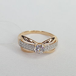 Кольцо из золочёного серебра с фианитами SOKOLOV 93010497 серебро с позолотой