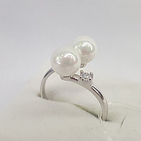 Кольцо из серебра с жемчугом и фианитами Diamant 94-110-01101-1 покрыто родием