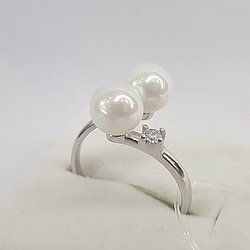 Кольцо из серебра с жемчугом и фианитами Diamant 94-110-01101-1 покрыто  родием