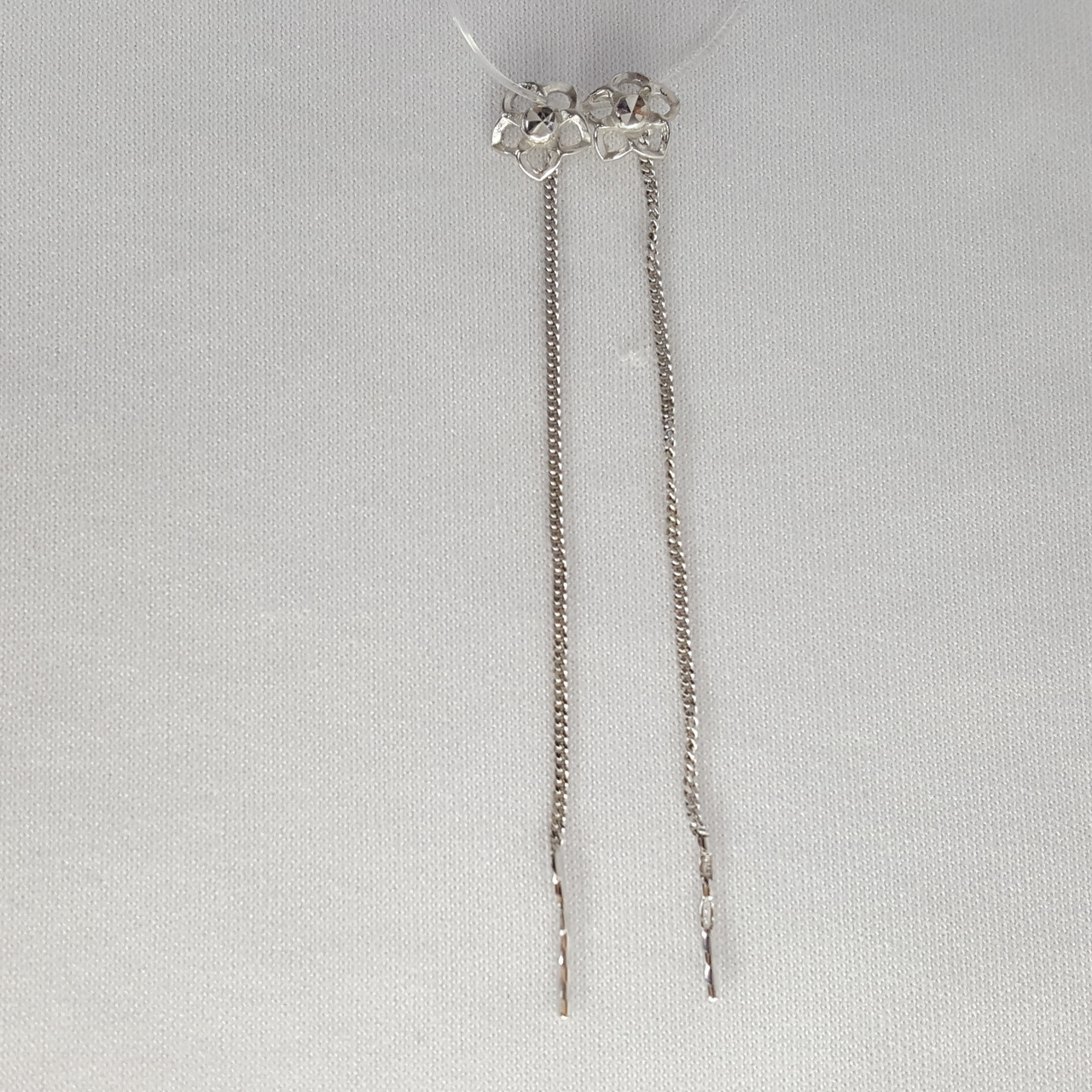 Серебряные серьги-продевки Aquamarine 30808.5 покрыто родием - фото 1 - id-p72388911