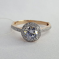 Серебряное помолвочное кольцо Фианит Aquamarine 63989А.6 позолота