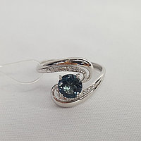 Серебряное кольцо Топаз Лондон Блю Фианит Aquamarine 6520508А.5 покрыто родием