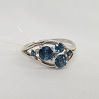 Серебряное кольцо Топаз Лондон Блю Aquamarine 6508808.5 покрыто родием