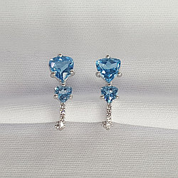 Серьги серебряные классические  Топаз Свисс Блю  Фианит Aquamarine 4413305А.5
