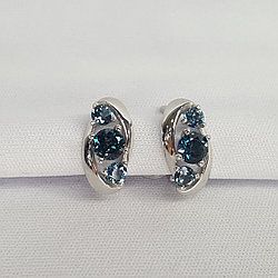 Серьги серебряные классические  Топаз Лондон Блю Aquamarine 4403108.5