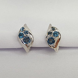 Серьги серебряные классические  Топаз Лондон Блю Aquamarine 4402908.5