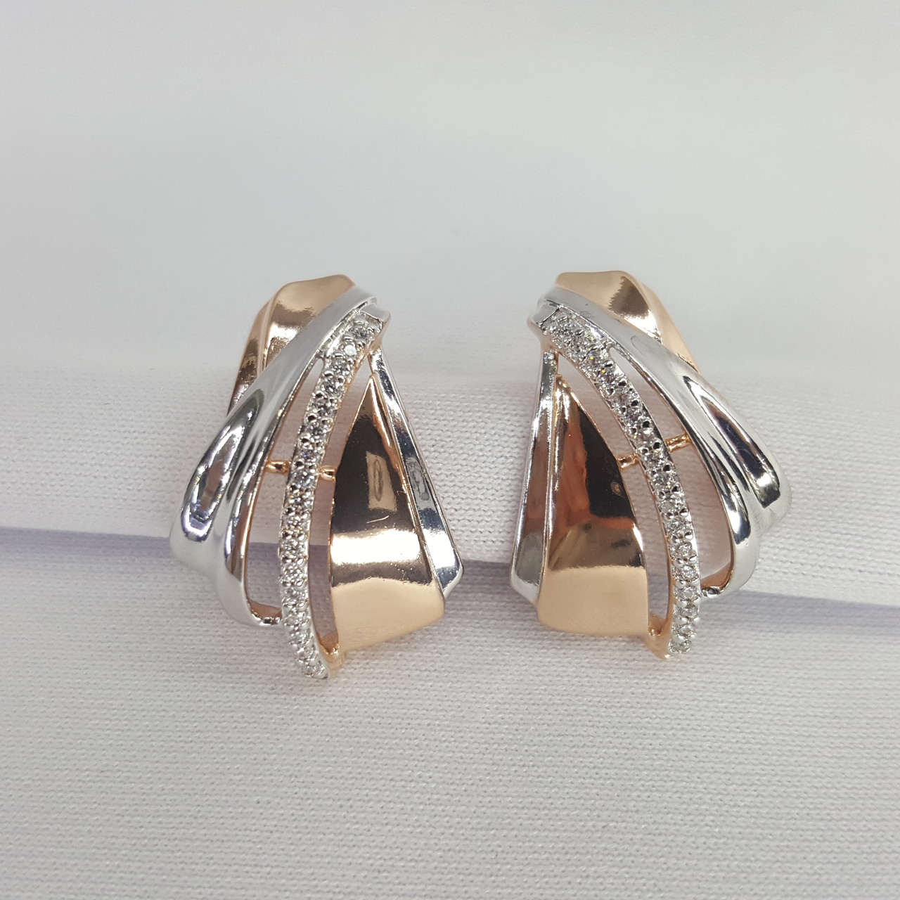 Серьги из золочёного серебра с фианитами Diamant 93-120-00427-1 позолота