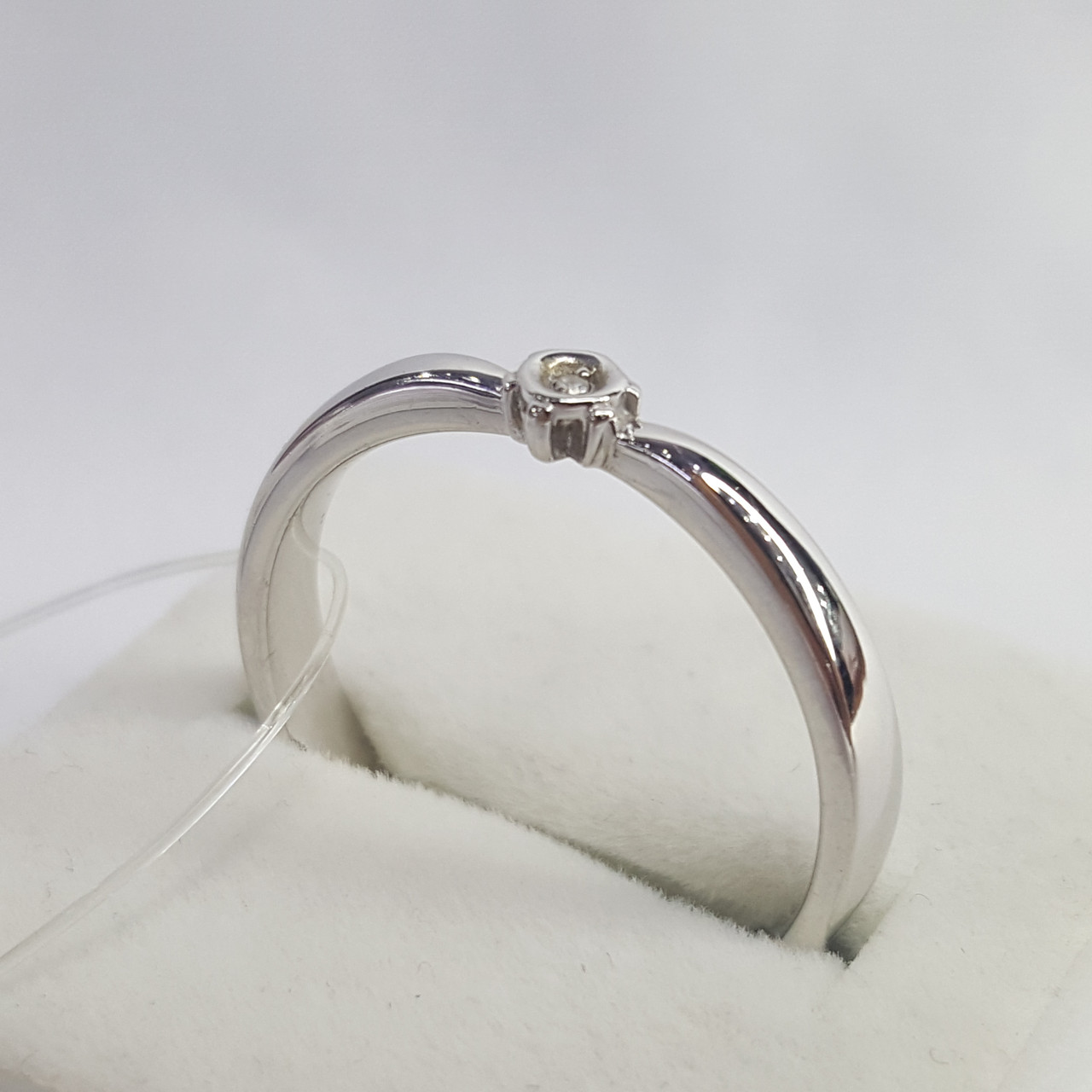Серебряное кольцо с бриллиантом Aquamarine 060067.5 покрыто родием - фото 2 - id-p99217388