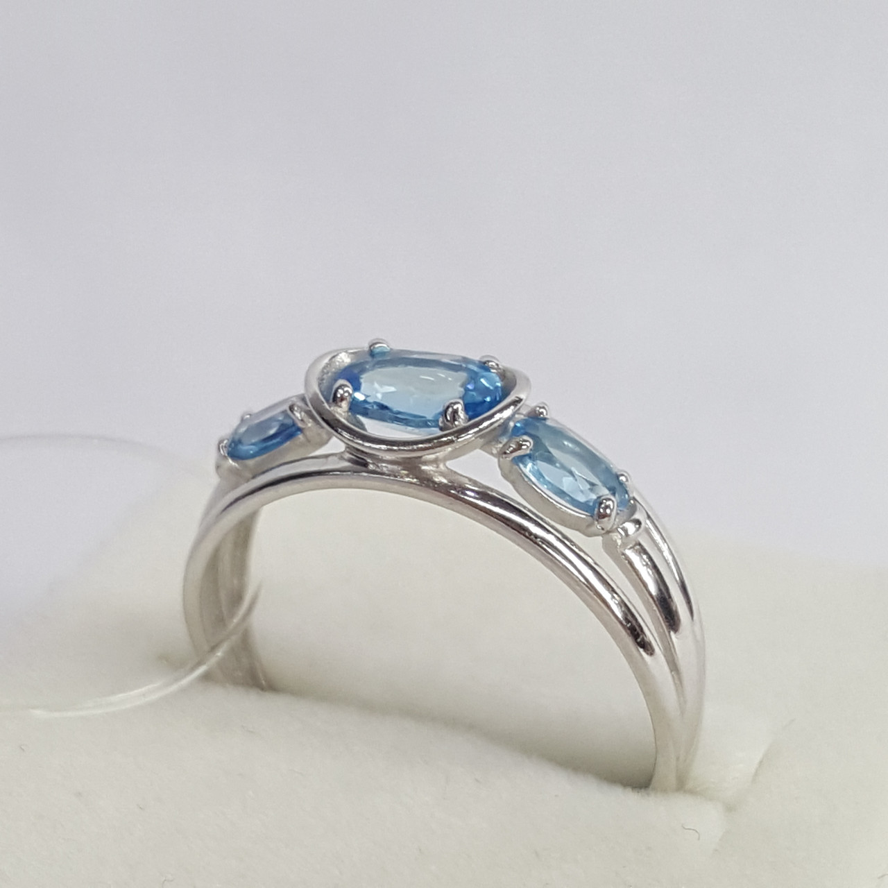 Серебряное кольцо Топаз Свисс Блю Aquamarine 6945805.5 покрыто родием - фото 2 - id-p103072499