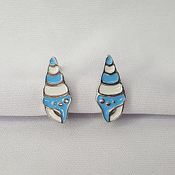 Серебряные детские серьги Эмаль Aquamarine 34500.5 серебро с родием вставка эмаль коллекц. Happy