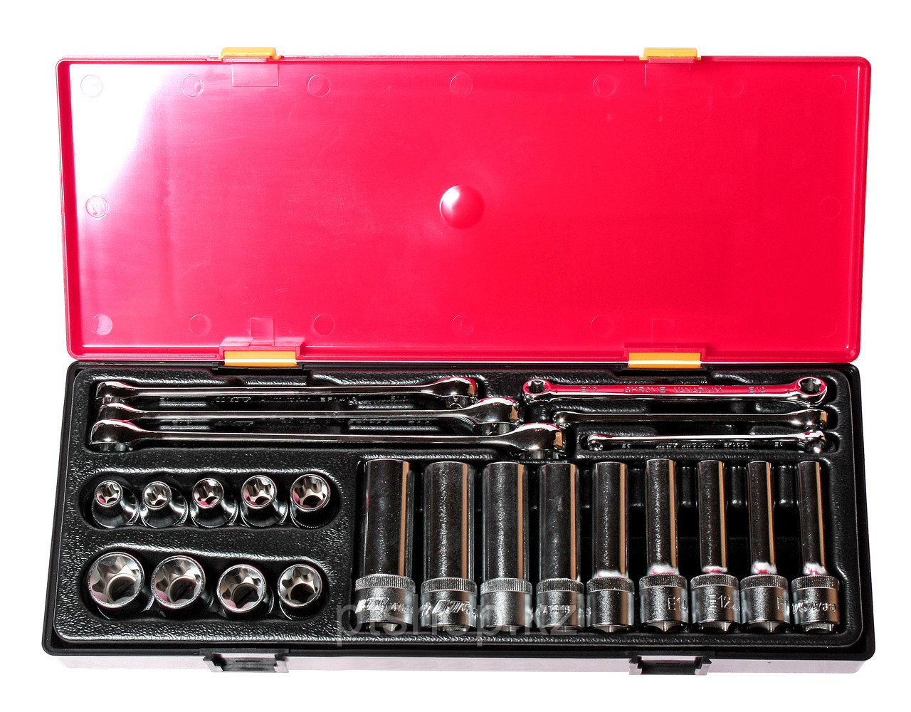 JTC Набор инструментов 24 предмета TORX (ключи E6-E24, головки E10-E24) в кейсе - фото 2 - id-p109383942