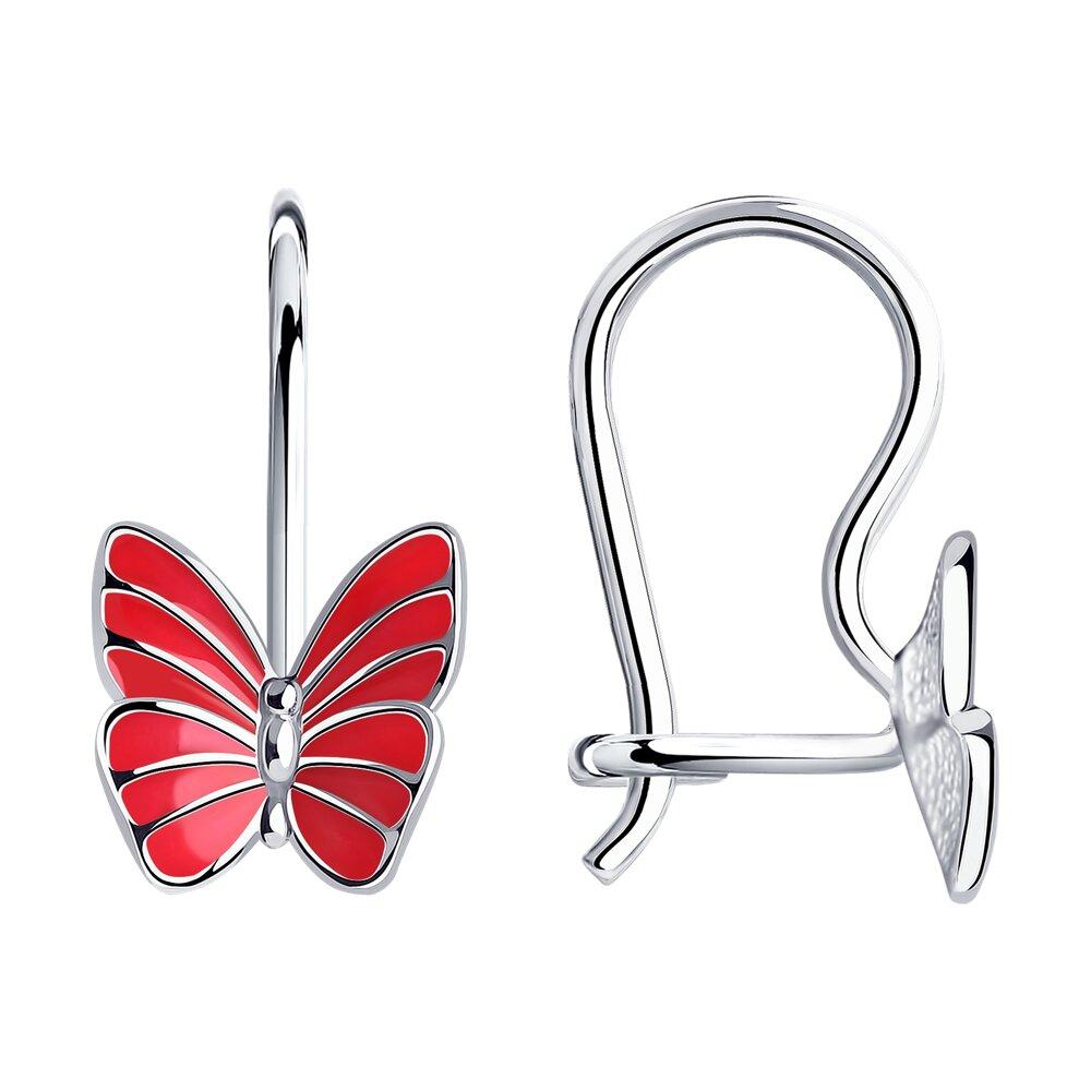 Серьги из серебра с эмалью SOKOLOV 94021640 серебро с родием, с французким замком, фото 1