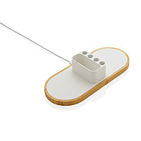 Док-станция Ontario 2-в-1 с органайзером из переработанного пластика RCS, 10 Вт, белый; , Длина 22,1 см.,