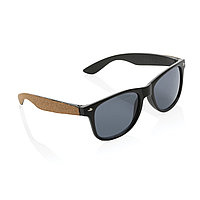 Солнцезащитные очки Cork из переработанного пластика, UV 400, черный; , Длина 14 см., ширина 14,5 см., высота