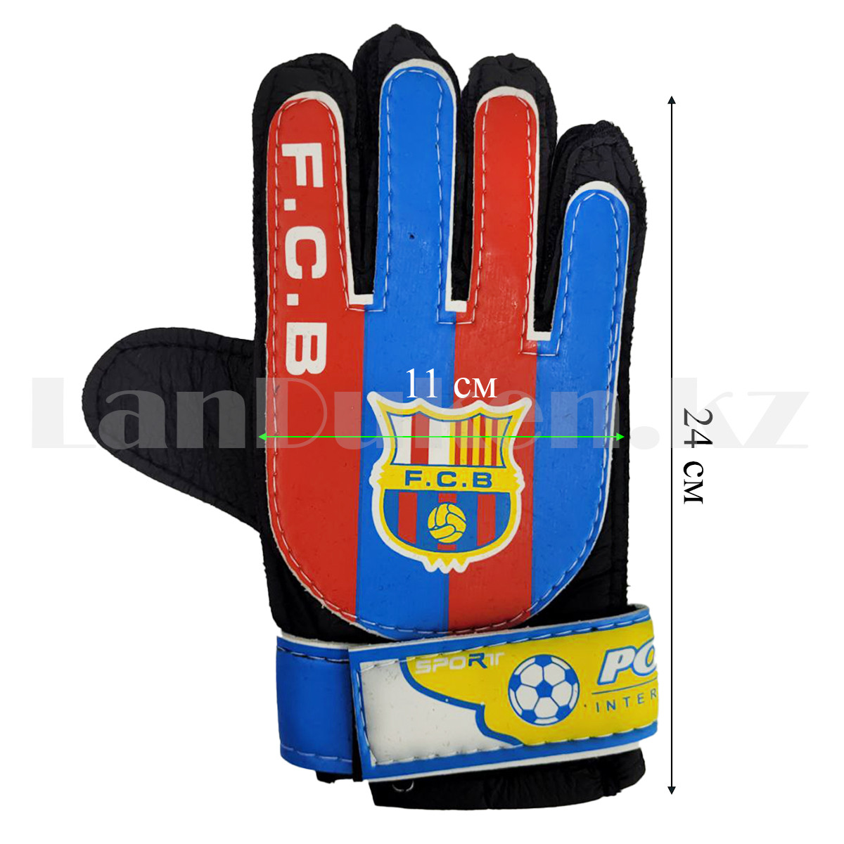Перчатки вратарские футбольные Барселона красно-голубые (размер 8 - L) - фото 2 - id-p109386817
