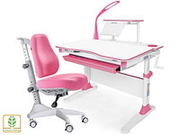 Комплект растущая парта и кресло EVO-30 (с лампой) цвет розовый,дерево
