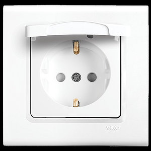 Розетка с заземлением с защитой с крышкой LINNERA