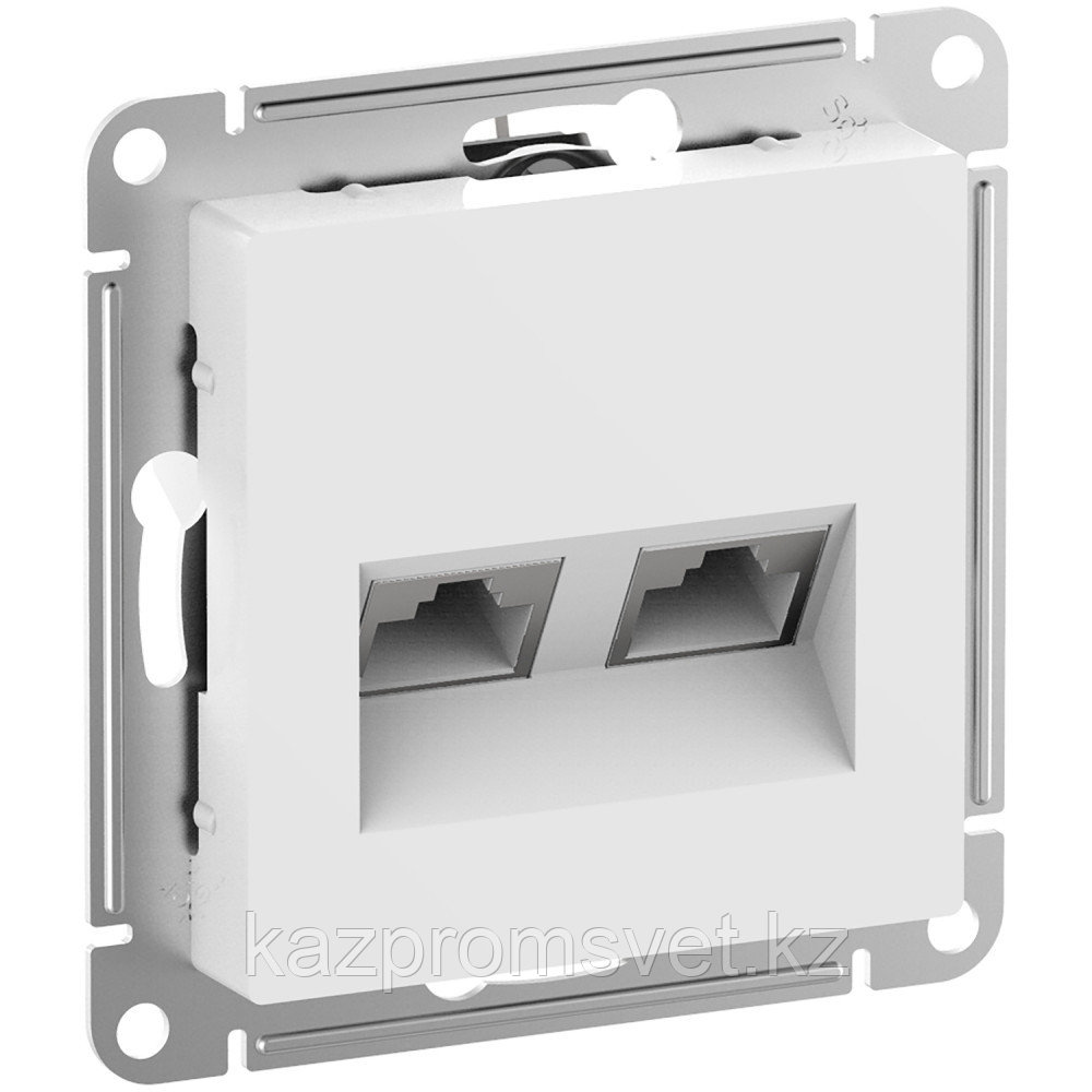 РОЗЕТКА двойная компьютерная RJ45+RJ45, кат.6А, механизм, БЕЛЫЙ ATLASDESIGN