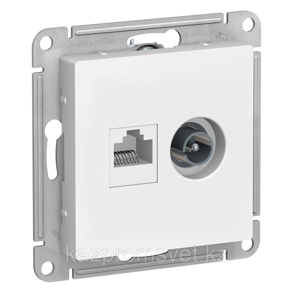РОЗЕТКА двойная ТВ + компьютерная RJ45, кат. 5Е, БЕЛЫЙ ATLASDESIGN